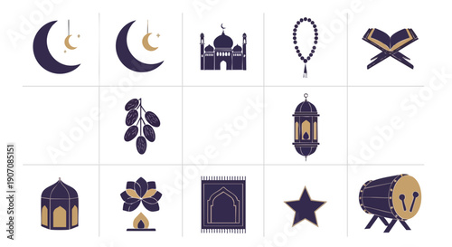Symboles Sacrés Géométriques Indigo et or du Ramadan