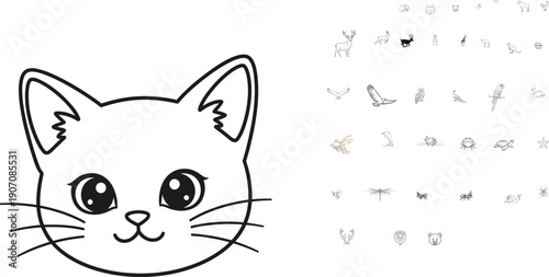 Cute cartoon cat face illustration