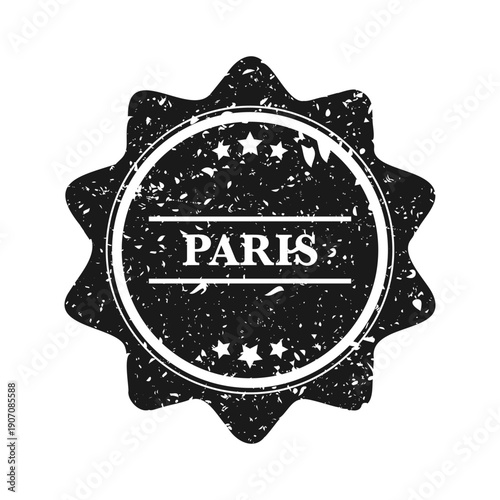 Post stamp, label or badge. Grunge imprint and postmark with text. Brown vintage circle postcard watermark. Used envelope design element. Vector illustration