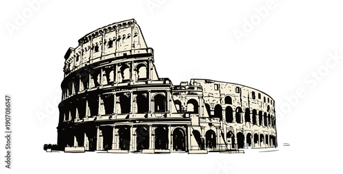 Ancient Colosseum in Rome with dramatic lighting effects