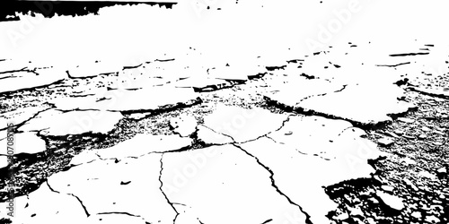 Black and white dirty grunge texture of cracked paint on asphalt and abstract effect old concrete faded wall dry surface patterns background.
