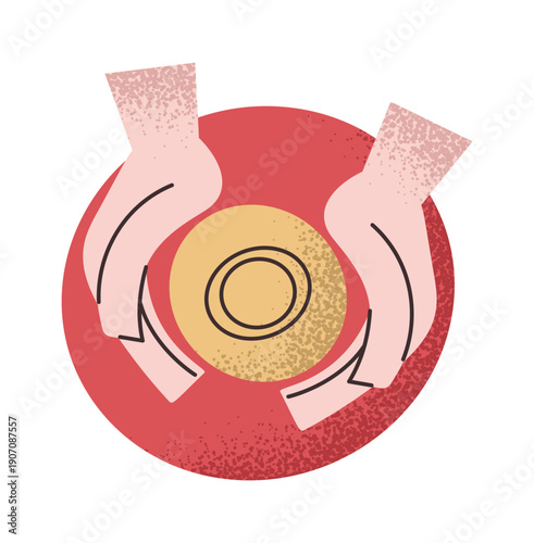 Hands modeling on pottery wheel