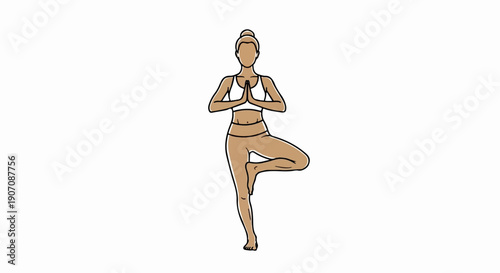 Stylized illustration of a person in yoga tree pose