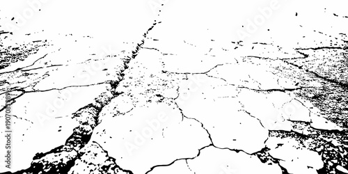 Black and white dirty grunge texture of cracked paint on asphalt and abstract effect old concrete faded wall dry surface patterns background.
