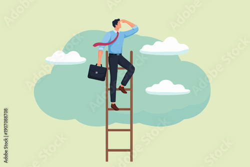 Wallpaper Mural Man on Ladder Looking Ahead Torontodigital.ca