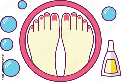 Pedicure Foot Care Illustration. Spa Pedicure Treatment Illustration. Foot Pedicure Beauty Care Illustration. Professional Pedicure Service Illustration. Salon Pedicure Treatment Illustration