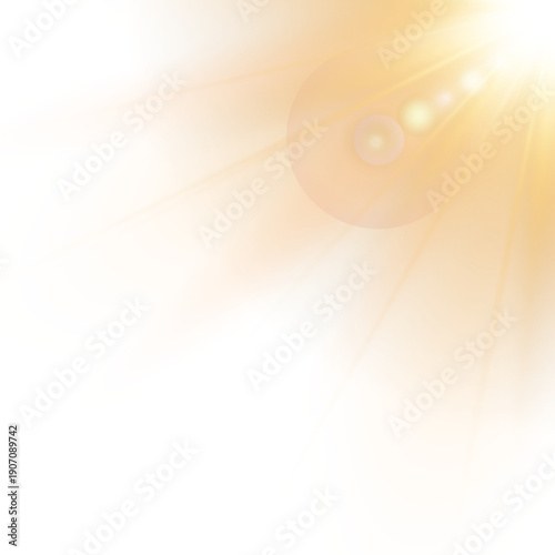 Golden sky flare PNG with warm heavenly beam, transparent background and radiant sunburst effect for romantic or magical scenes
