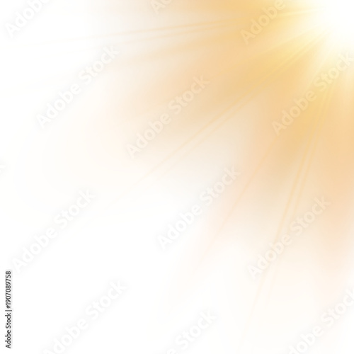 Εκτύπωση καμβά Gold shining sunbeam PNG with luminous flare streaks, warm tone glow and transpa