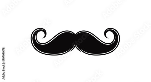 Minimalist handlebar mustache continuous line art — hipster style fashion icon vector
