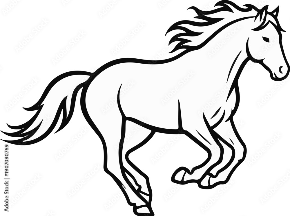 Obraz premium Stylized line drawing of a horse in full gallop