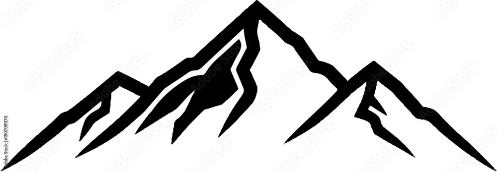 Fototapeta premium Stylized black and white graphic of jagged mountain peaks