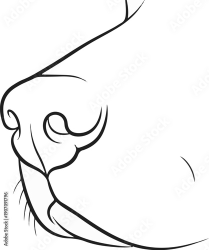 Stylized black and white outline drawing of an animal's nose and snout area