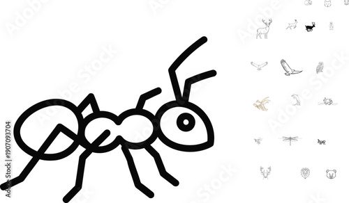 Simple ant illustration on white background