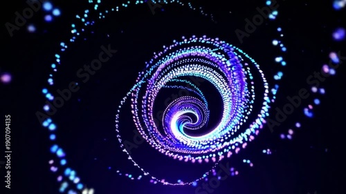 Abstract Light Trails in Bright Colors Creating a Dynamic Circular Pattern Against a Dark Background