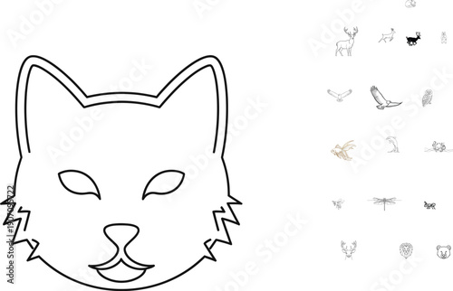 Simple line drawing of a cat's face