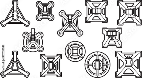 Industrial Support Structures: Geometric designs of various support structures in a technical display, ready for innovative implementation.