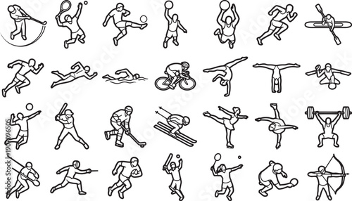 An illustrative montage of diverse sports icons, highlighting the dynamic movements and athletic prowess.