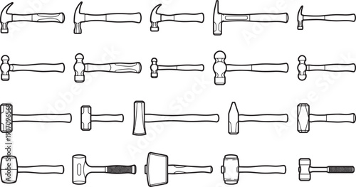 Diverse Hammer Collection Illustration, showcasing the versatility of tools.