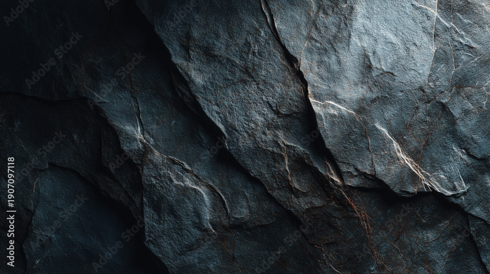 Naklejka premium Dark Stone Texture with Copper Cracks Background for Luxury and Industrial Design