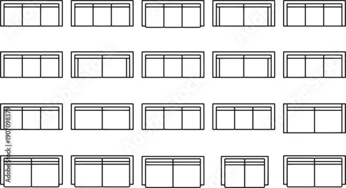 Sofa Line Art Collection: A collection of multiple sofa line art illustrations. 