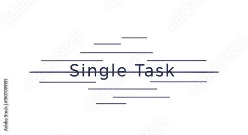 Vector illustration of 'Single Task' text with horizontal lines, for banner or poster, isolated on transparent background, png