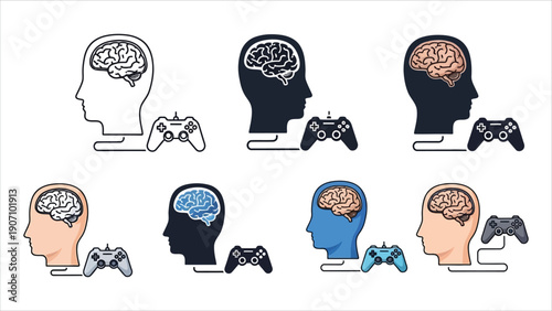 Thought Control Icon Set – Mind, Focus, and Mental Influence Symbols