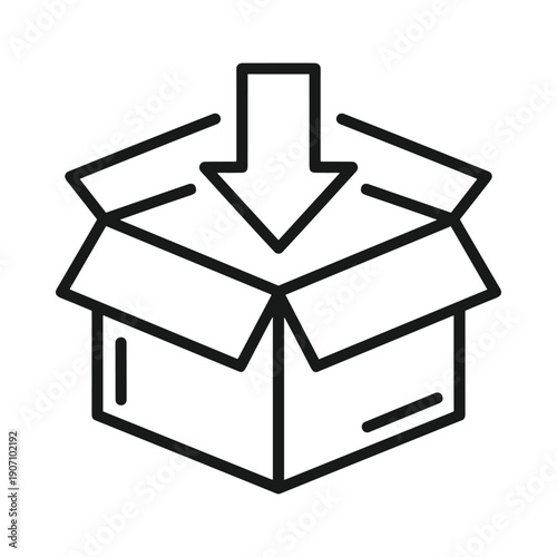 Open box with download arrow icon