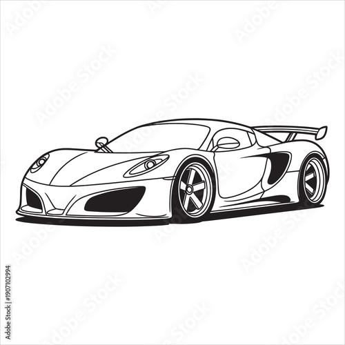 Super hypercar illustration vector style coloring book 