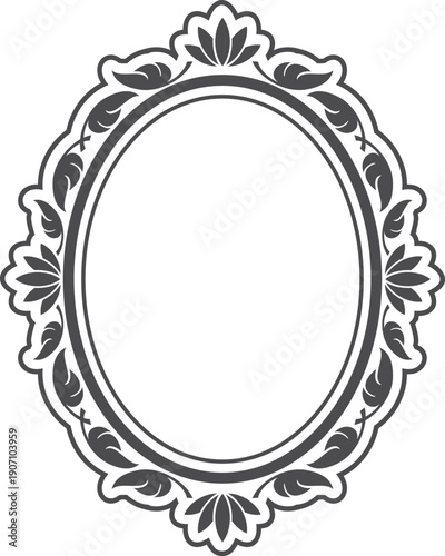 Round art frame in victorian style. Classic interior