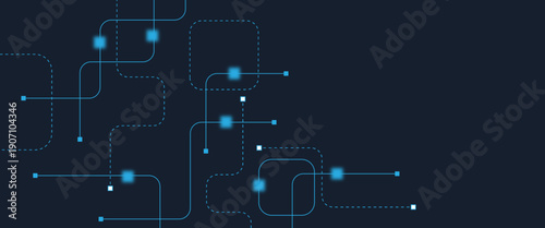 Abstract digital AI circuit board background with tech icons. Digital technology motherboard texture design. Engineering circuit board concept for poster, header, banner, website, presentation