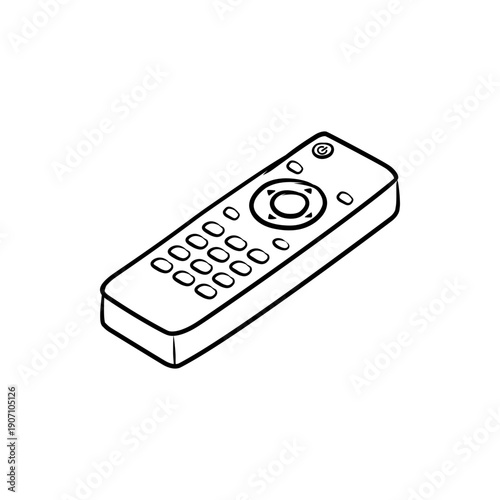 Hand Drawn Sketch of a Modern Television Remote Control