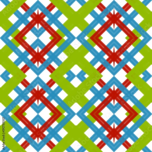 A colorful seamless geometric pattern made of squares and zigzag shapes in a retro abstract style suitable for wallpaper and fabric