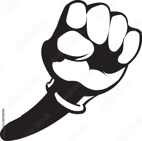 Fist power gesture in retro comic style. Strike arm