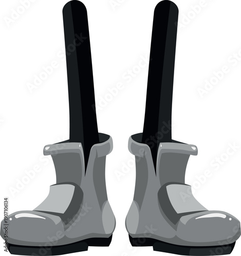 Comic boot legs. Standing cartoon feet pose