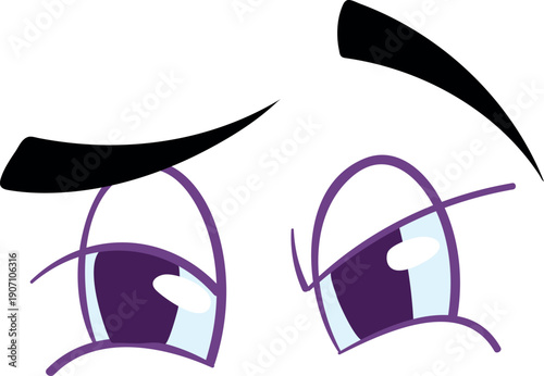 Cartoon eyes. Anxious comic face emotion element