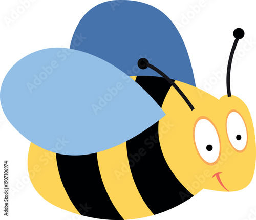 Funny bee flying. Cartoon kid animal mascot