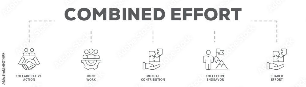 Fototapeta premium Combined Effort banner web icon vector illustration concept with icon of Collaborative Action, Joint Work, Mutual Contribution, Collective Endeavor, Shared Effort