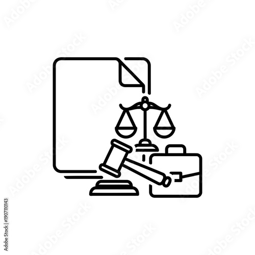 Legal Notice Outline Line Icon on White Background