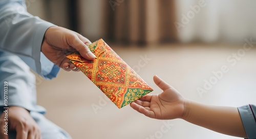 Giving Eid Envelopes for Children During Idul Fitri.