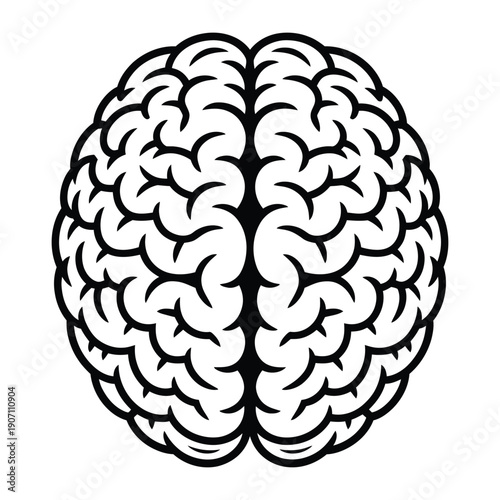 Black and white illustration of a human brain