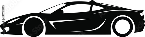 Sleek sports car in dynamic black silhouette speeding forward
