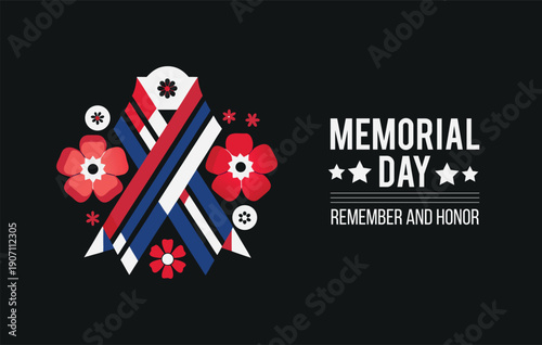 Memorial day remember and honor ribbon design