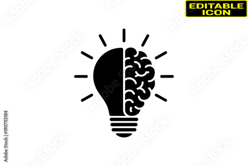 A glowing lightbulb with a human face symbolizing creativity and ideas Vector, illustration