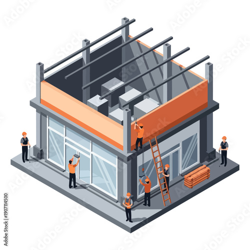 Building Under Construction with Workers.