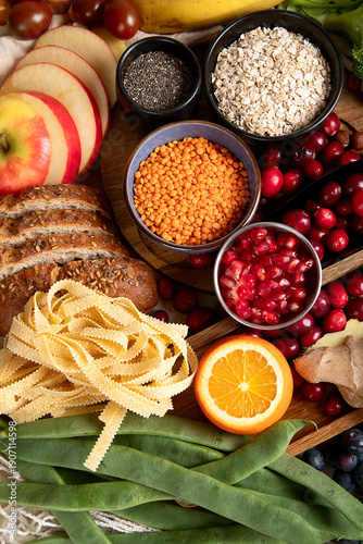 Tableau sur toile Selection of fiber-rich sources.
