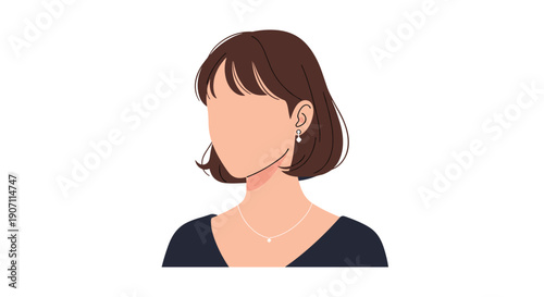 A woman with short brown hair and a bob haircut wears a dark top, a pearl necklace, and matching pearl earrings.