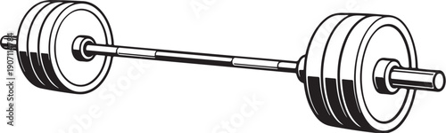 Olympic Barbell Loaded Front Line Art.eps