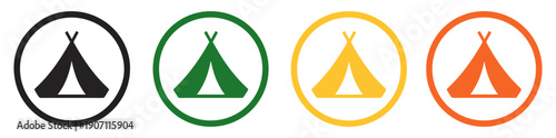 indian teepee tipi tent icon set