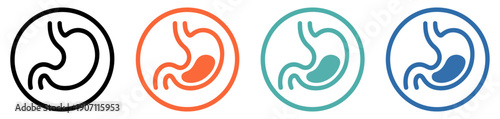 human stomach organ icon set