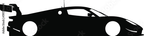 Sleek black sports car speeding silhouette